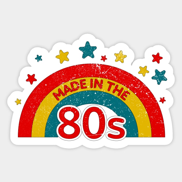 Made in the 80s with Retro Rainbow Colors (Distressed) Sticker by The90sMall